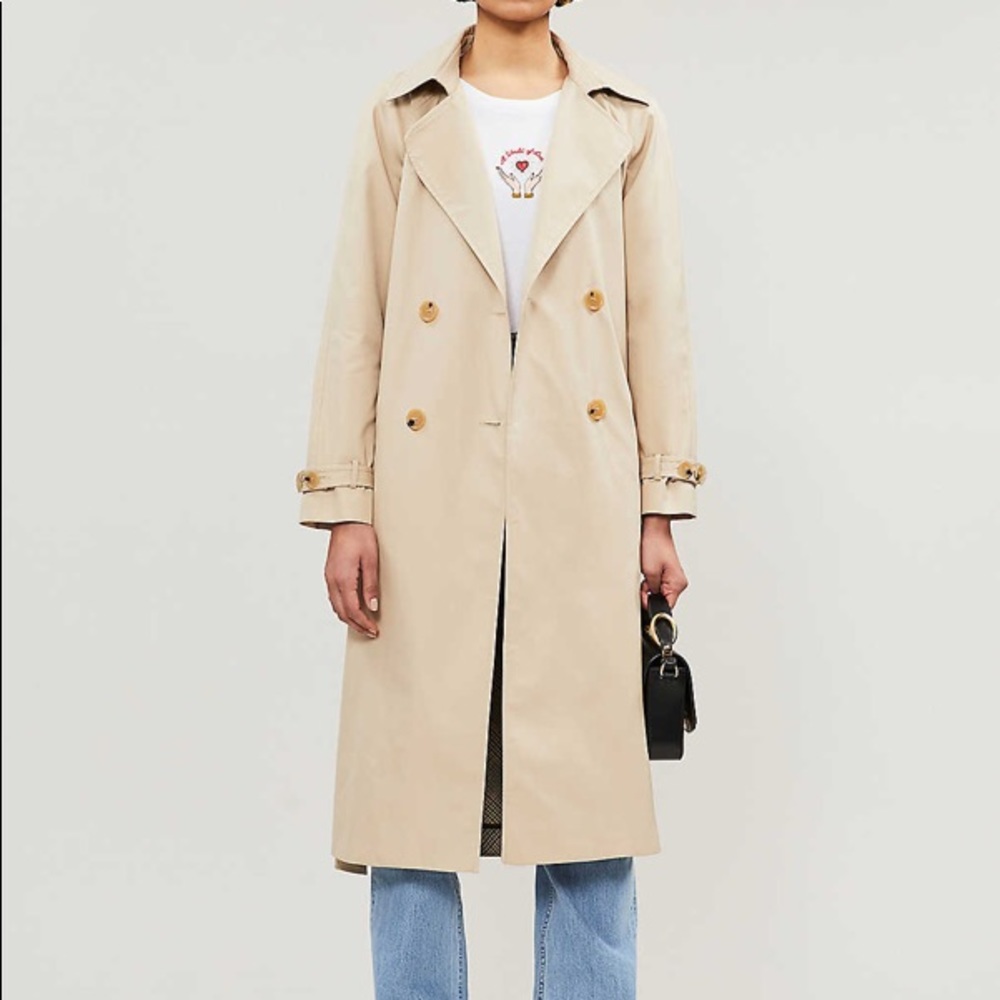 Sandro “Victory” Classic Trench Coat NWT with Plaid Back Detail Medium 40 - Picture 3 of 17